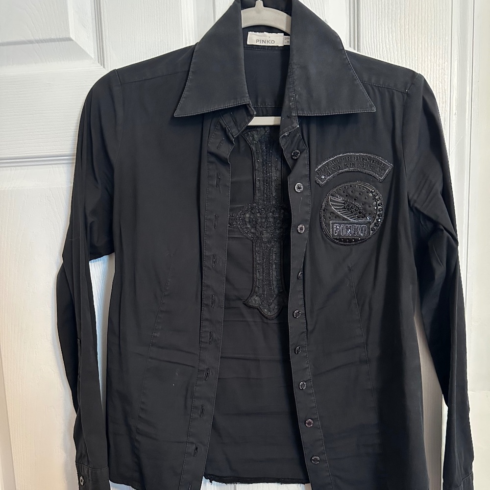 Pinko black button up shirt